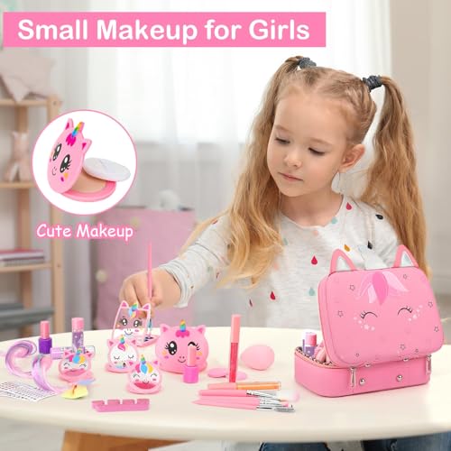 Uniiking® Kids Makeup Girls Toys - Washable Makeup Kit Kid Children Princess Dress Up Christmas Birthday Gifts Toys for 3 4 5 6 7 8 9 10 11 12 Year Old Girls