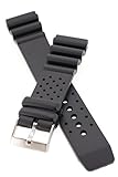 Citizen Essential Perforated Tropic Diver Watch Band + Spring Bars for Promaster Aqualand Seiko SKX Turtle Tuna + Others, Black