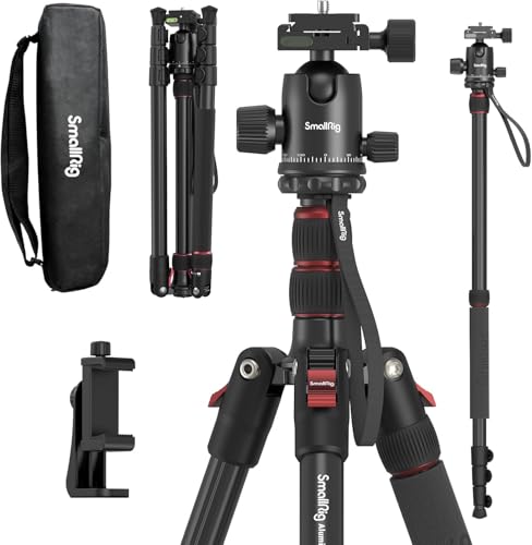 SmallRig Trípode Monopie para Cámara, 71" Trípode de Aluminio, Cabeza Esférica 360° Desmontable, Carga 33 LB, Altura Ajustable 16"-71", Carga Máxima 15kg, para Cámara y Celular - 3935