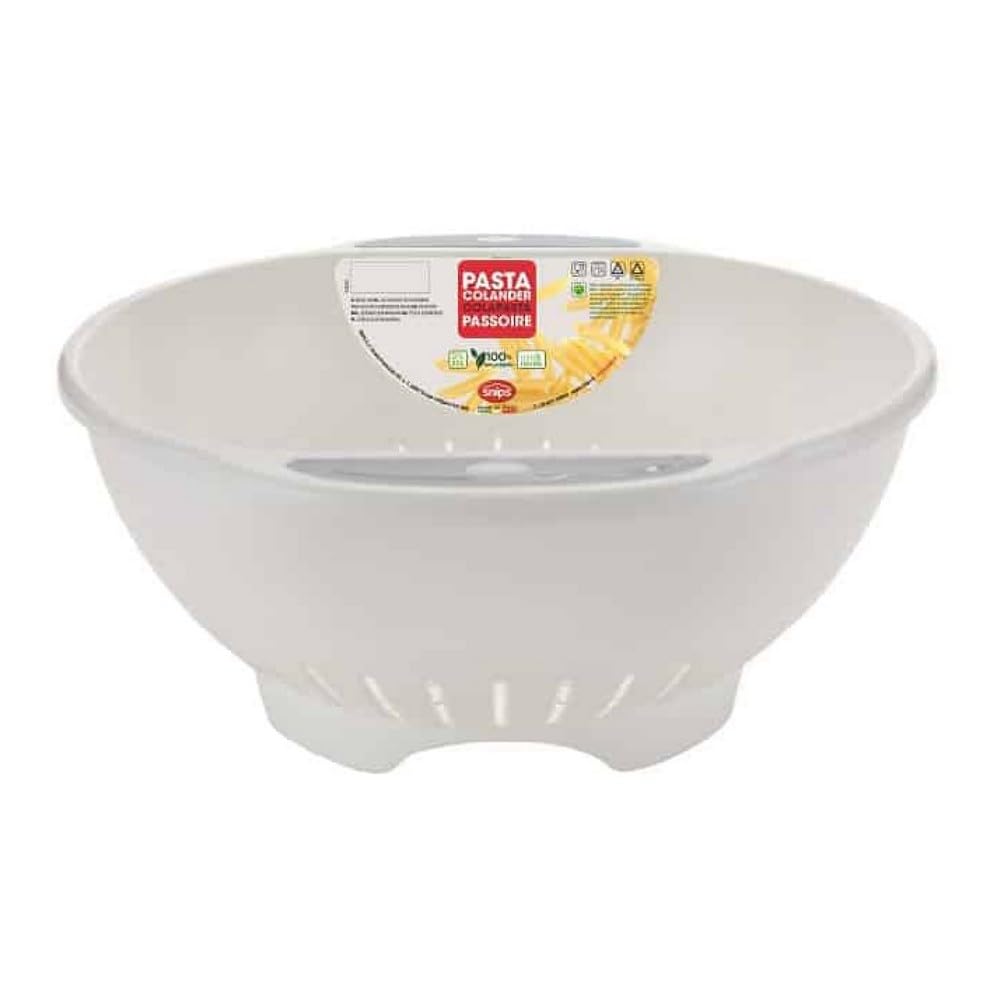 Snips Pasta Strainer - Colander for Pasta with Practical Handles & Coloured Insert for Grip - White & Grey - 28 cm - Made in Italy - 0% BPA & Phthalate-Free