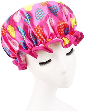 dolly2u Elegant Double Layer Waterproof Elastic Shower Cap Bath Spa Caps - 11