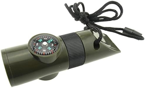 Advanced Camping Supplies 7-in-1 Zombie Apocalypse Survival Kit, Safety Whistle, Magnifying Lens, Bright LED Flashlight, Signal Mirror, Compass, Thermometer, Long Life Battery(Included), and Lanyard