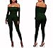 Uotige Women's Sexy Long Sleeve Off Shoulder Drawstring Bodycon Jumpsuits Rompers (S, G069-Green)
