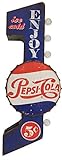 Pepsi-Cola Reproduction Vintage Advertising Sign - Battery Powered LED Lights, Double Sided Metal Wall Mounted - 30 x 10 x 4 inches
