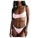 Womens Swimsuit Two Piece Bikini Set Brazilian Swimsuit Sexy Triangle Brazilian Beachwear,Pink,Lthumb 1