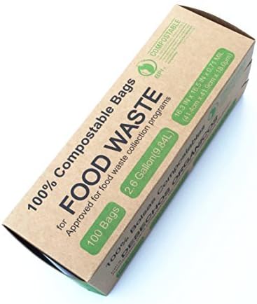 Unni Certified~6400 100% Compostable Small Kitchen Trash Bags, 0.71 Milliliters, 2.6 Gallon, 100 Count by UNNI