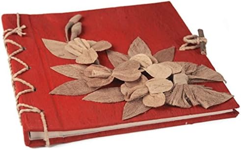 Flaura Mini Red Handmade Photo Album, Classic Style Pages (20cm x 20cm x 2cm)