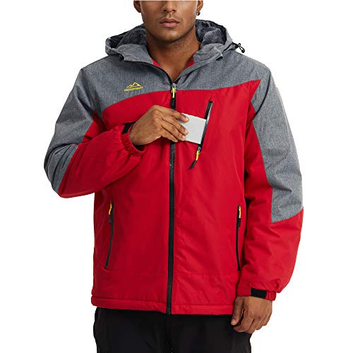 KEFITEVD Warme Winterjacke Herren Wasserdicht Fleece Jacke mit Kapuze Skijacke Winddichte Outdoorjacke – Bild 4