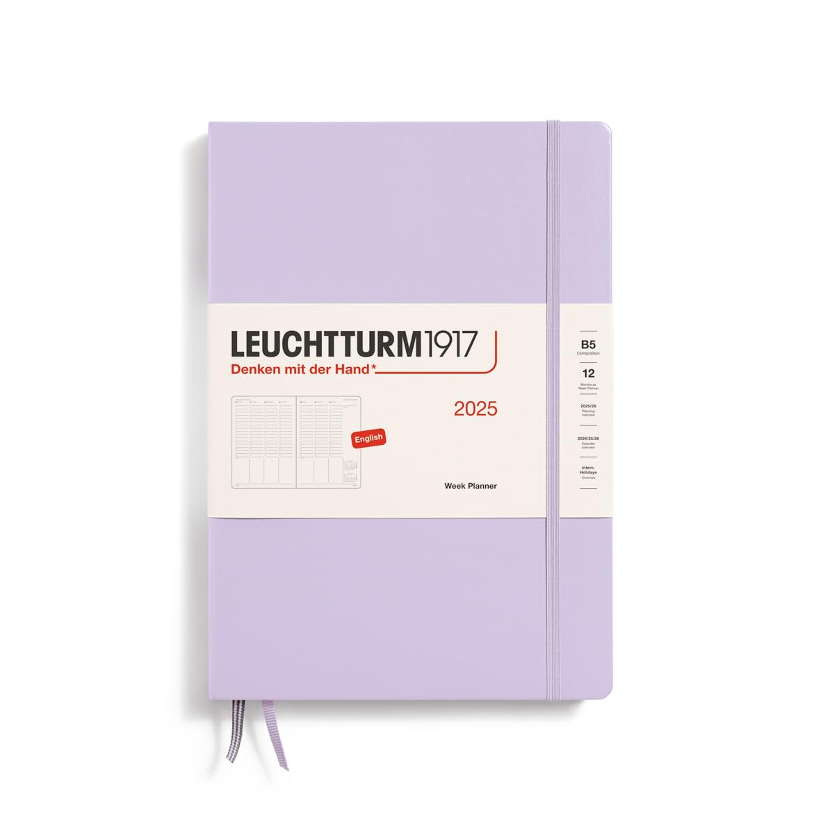 LEUCHTTURM1917 370689 Weekly Planner Composition (B5) 2025, Lilac, English
