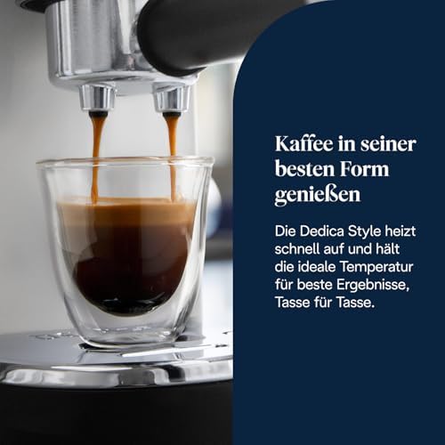 Dedica Style - Perfetto Kompakte Siebträgermaschine Espressomaschine mit Tasten, manuellem Milchaufschäumer für Espresso und Cappuccino, ESE Pad geeignet, 15cm breit, Weiß (EC685.W)