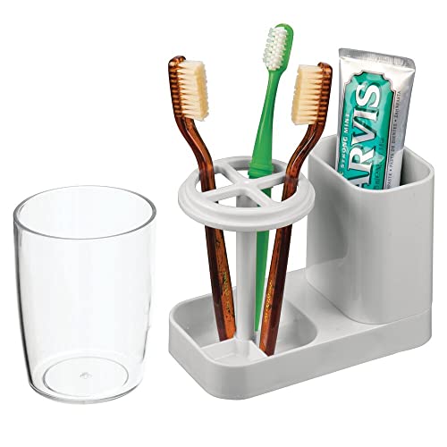 mDesign Modern Plastic Bathroom Vanity Countertop Toothpaste