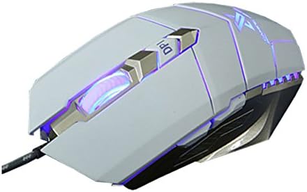 Ybee X-01 Gaming Mouse Game Mice 1200/1600/2400/3200 DPI with 7 Button Breathe LED light For PC/Laptop/Computer (White)