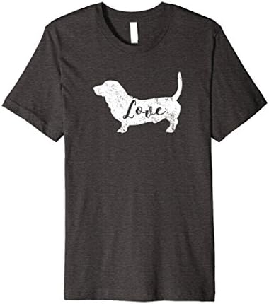 Mens Love Basset Hounds T-Shirt Vintage Look Premium XL Dark Heather