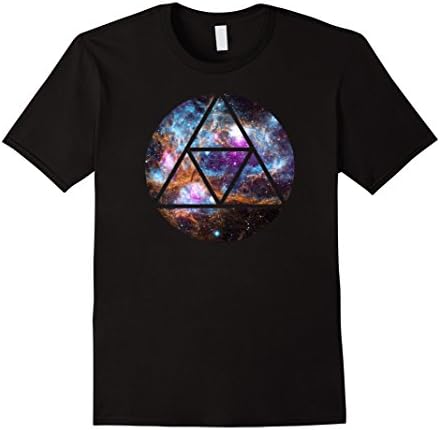 Mens Triangle Circle Universe Outer Space Bright Nebula T-Shirt Small Black