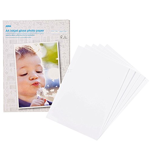 ASDA 25 50 100 200 A4 Sheets Gloss Photo Paper 180Gsm Inkjet Printers (25)