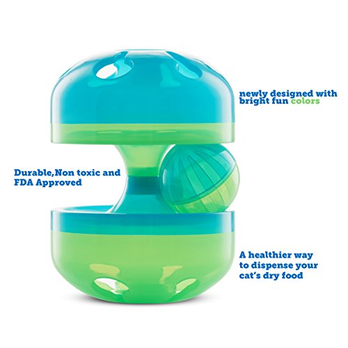 BOSHEL Cat Toys - Cat Treat Dispenser Toy - Cat Roller Toy with Cat Toy Ball Track Feature - Interactive Food Dispensing Treat Ball Toy - IQ Cat Toy - Cat Interactive Toy Ball - Playful Fun Cat Toys