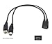 Duttek Mini USB Y Splitter Cable, Mini USB Female to 2 Mini USB Male Splitter 2 in 1 Splitter Cord Male to Female Extension Cable (Mini USB F/2M Black)