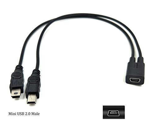 Duttek Mini USB Y Splitter Cable, Mini USB Female to 2 Mini USB Male Splitter 2 in 1 Splitter Cord Male to Female Extension Cable (Mini USB F/2M Black)