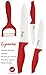 Ceramic Knives 4 pieces set in RED. Professional cuisine. Lead and Chemical free on your food. Ultralight, Ultrasharp and Long Resistance, Durable. Ergonomic design.Cut like a Chef. FDA