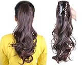 Womens Ladies Fashion Cosplay Party Remy Hair Extensions Long Wavy Wave Curly Hairpiece Stylish Curly Ponytail Extension Long Claw Clip on Layered Hair Piece (50cm) Pp47