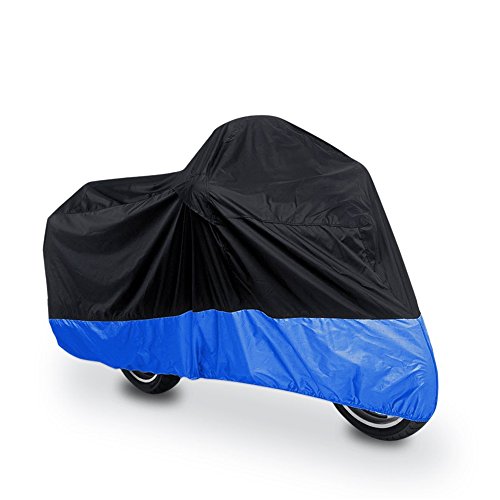 COCO Universal Motorcycle Cover Waterproof UV Protective Indoor&Outdoor Protector L-87"/XL-96"/XXL-104"/XXXL-116" Length For Honda Kawasaki Suzuki Harley Davidson With Storage Carry Bag (L-87")