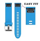 Wearable4U 20mm Garmin Fenix 5S / Fenix 5S Sapphire Quick Release Easy Fit Silicone Replacement Watch Band (Silver Buckle/Sky Blue)