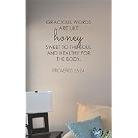 JS Artworks Gracious Words are Like Honey Sweet to The Soul and Healthy for The Body. Proverbs 16:24 Vinyl Wall Art Decal Sticker