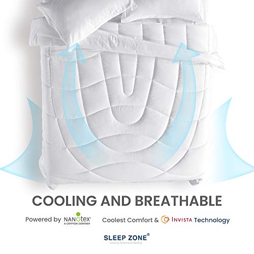 SLEEP ZONE Reversible King Size Cooling Comforter, Super Soft Bedding