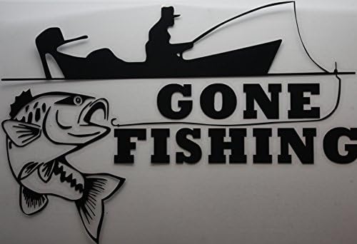 GONE FISHING MAN IN BOAT WITH FISH ALMOST ON HOOK CAR / TRUCK / DECAL STICKER WITH ALCOHOL PAD ~ Size 9.75 x 6.5" ~ ALSO AVAILABLE IN REFLECTIVE MATERIAL ~ MADE OF VINYL
