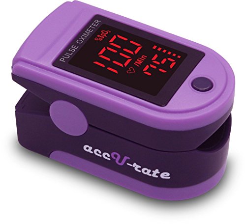 UPC 850579006107, Acc U Rate Pro Series CMS 500DL Fingertip Pulse Oximeter Blood Oxygen Saturation Monitor with silicon cover, batteries and lanyard (Royal Purple)