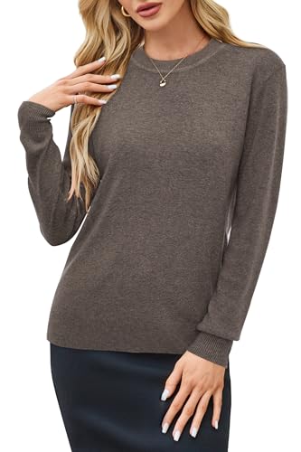 Arach&Cloz Women's Wool Blend Classic Crew Neck Casual Fall Sweaters