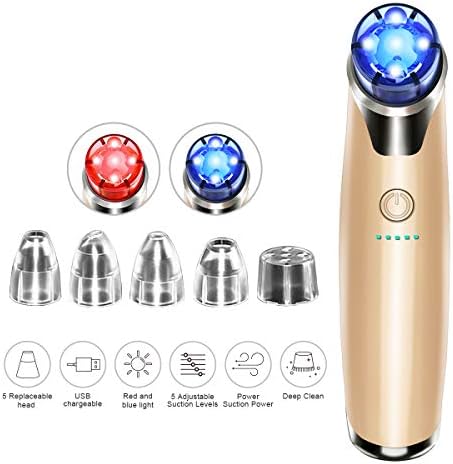 Blackhead Remover Vacuum Pore Vacuum Comedone Extractor Pimple Popper Tool, Light that Shrink Pore, Pore Vacuum Suction with Scrub Beauty Face Skin Care with Five Suction Level and Five Probe