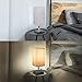aooshine USB Bedside Table Lamp, Modern Table & Desk Lamp, Solid Wood Nightstand Lamp with Grey Fabric Shade, Ambient Light and 2 Useful USB Charging Port Perfect for Bedroom, Living Room or Office
