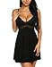 Ababoon Womens Sleepwear Lace Lingerie Chemises V Neck Full Slip Babydoll Nightgowns Sexy Sleep Dress Black