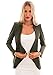 LookbookStore Women's Open Front Draped Asymmetric Padded Side Zip Blazer Jacket