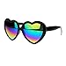 Womens Mirrored Rusta Mirror Lens Plastic Frame Heart Shape Sunglasses (Black)