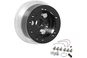 Htostar Racing 5 & 6 Hole Billet Steering Wheel Hub Adapter Car Polished Short Hub Connector Car Accessories Black