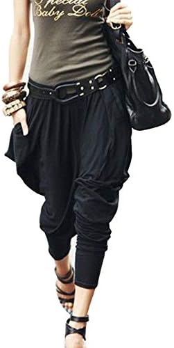 GOOCHEER Women Ladies Baggy Harem Pants Casual Loose Hip Hop Dance Trousers, Black