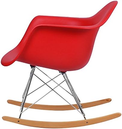 Asense Eames Mid Century Modern Minimalistic Clean Line Rocking Chair (A Set of Two) (Red)