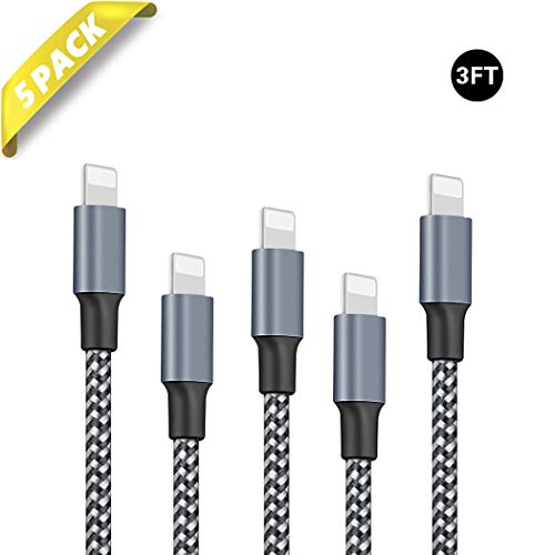 Cell Phone Charger 5Pack 3FT 3FT 3FT 3FT 3FT Nylon Braided USB Charging & Syncing Cable