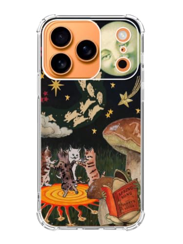 Codkun Vintage Moon Cat Collage Phone Case for iPhone 17 Pro, Whimsical Night Sky Aesthetic Phone Cover, Trendy TPU Protective Case Cover at Amazon