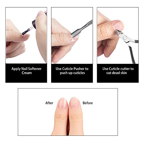 Cuticle Trimmer with Cuticle Pusher - ECBASKET Cuticle Cutter Clipper Nipper Dead Skin Remover Scissor Plier Durable Manicure Pedicure Tools for Fingernails and Toenails Gray