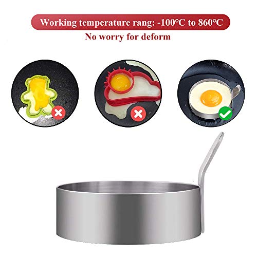 Egg Ring, 4 Pack 3 Inch Stainless Steel Metal Egg Rings Mold Cooking Rings Egg Shaper Pancake Ring Omelet Mold Kitchen Cooking Tool For Fried Egg Biscuits Sandwiches