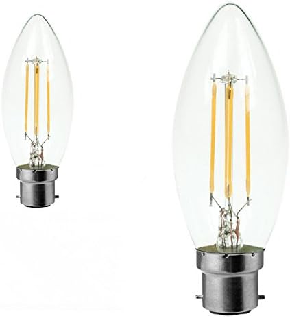 ONDENN LED Filament Lamp C35 B22 4W 400LM 2700K Warm White Dimmable 120V Replacement for 60Watt Classic Light Bulb Pack of Two
