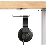 Headset Mount, 6amLifestyle Headphone Holder Aluminum Under desk Dual Headphones Stand Hanger Stick-On Hooks Universal for All Headsets, Gray (Patented)