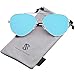 SOJOS Oversized Aviator Sunglasses Mirrored Flat Lens for Men Women UV400 SJ1083 with Silver Frame/Blue Mirrored Lens