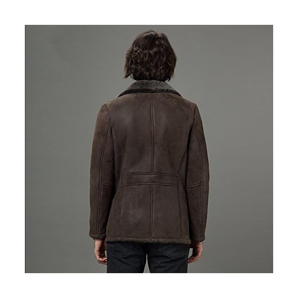 Denny&Dora Mens Shearling Hooded B3 Coat Long Regular Fit Jacket B2 Military Style Sheepskin Leather Jacket - Image 6