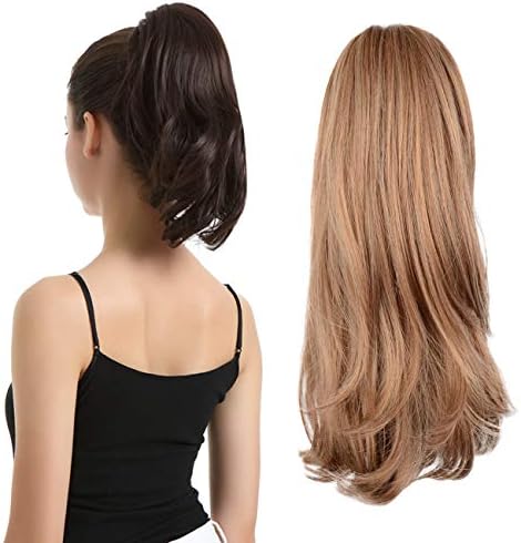 BARSDAR 14 Inch Curly Hair Piece Ponytail Extensions Synthetic Drawstring on a Claw Clip Attachment for Women…