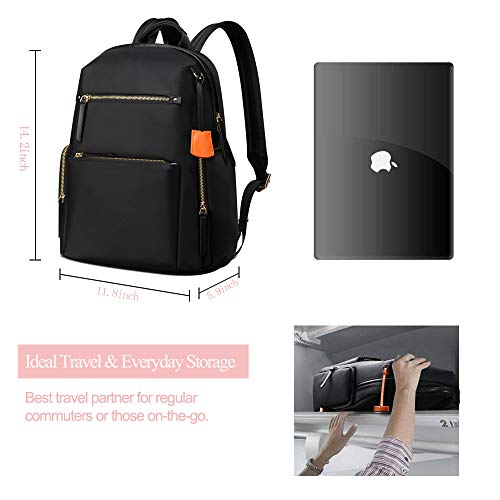 BOPAI 14 inch Laptop Backpack for Women Casual Daypack Backpack College Waterproof Travel Backpack for Women, Black - Thumbnail 3
