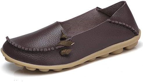 Lucksender Womens Soft Leather Comfort Driving Loafers Shoes